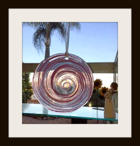Blown Glass Rondel with Pink & Purple Mix