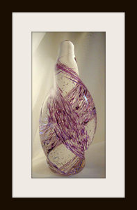 Free Form Blown Glass Sculpture with Purple Mix
