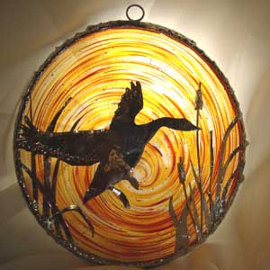 Blown Glass Rondel with Goose
