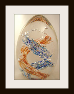 Glass Egg Intertwined with Peach & Blue Mixes