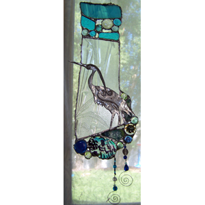 Stained Glass Panel with Heron